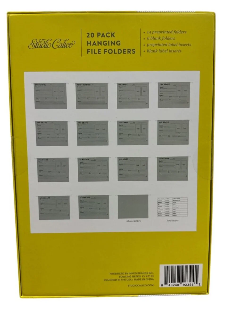 Studio Calico 20-Pack Hanging File Folders Through The Years Folder System Prepr